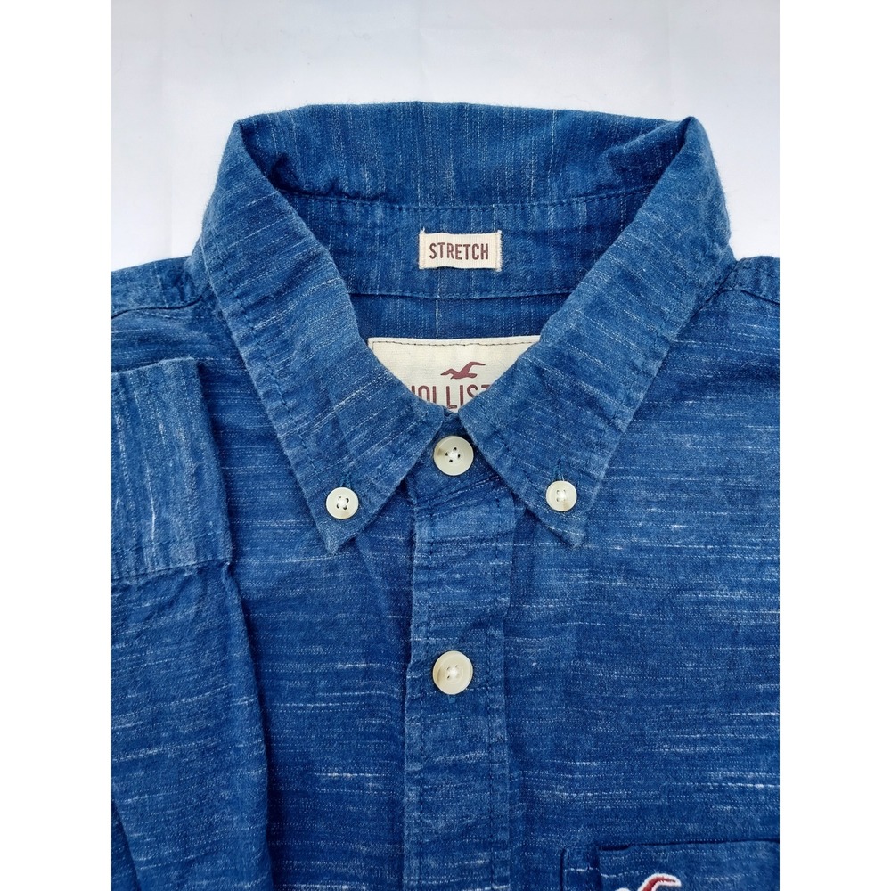 Hollister Kids Blue Button Down Long Sleeve Stretch‎ Shirt Small